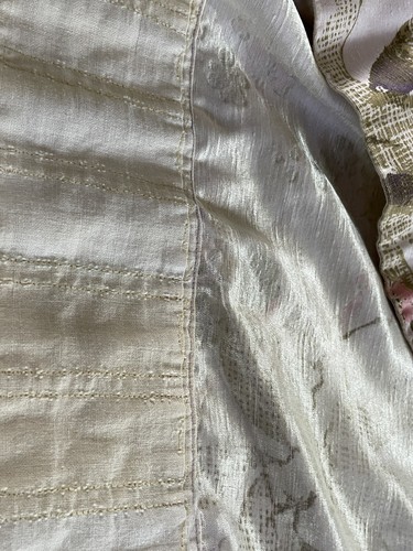 Antike handgefertigte Paneelvorhänge orientalische SEIDE rosa Blüte Blumenmuster cremefarben Textil - Bild 12 von 12