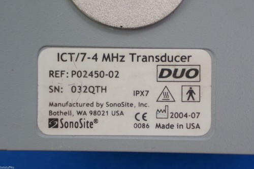SonoSite P02450-02 ICT/7-4 MHz Ultrasound Transducer Vaginal Probe for 180 Plus - Picture 8 of 8