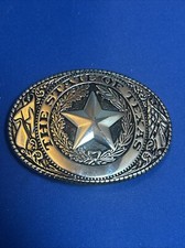   The State Of Texas  Silver/Black Tone Belt Buckle Perfect Unused Condition