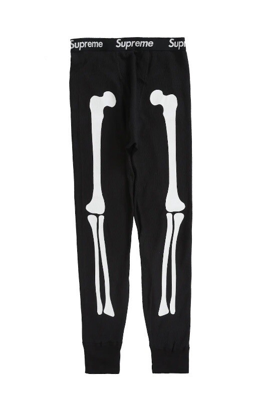 Supreme Hanes Bones Skeleton Thermal Pant Black FW23 Size