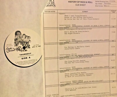 RADIO SHOW 4/12/84 HISTORY OF R&R: ANIMALS (5), CARLY SIMON (2),EAGLES/GLEN FREY