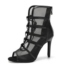 Women Ballroom Latin Dance Shoes 11cm High Heels Tango Salsa Jazz Ankle Boots