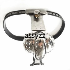 Male Stainless Steel Adjustable Curved Chastity/ Belt/ T-type with Plug Device