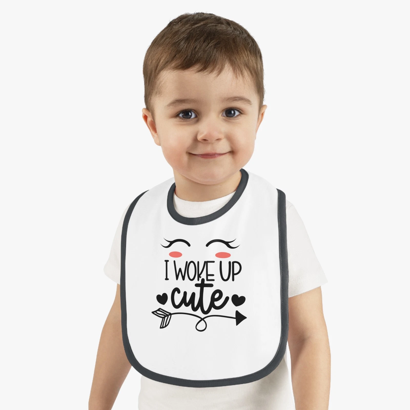 Cute Baby Bib with Contrast Trim - "I Woke Up Cute" - Perfect Baby Shower [...]