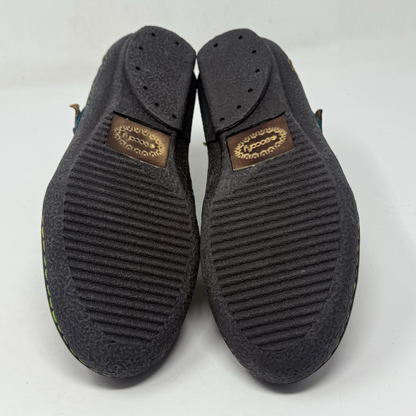 Socofy Vicconfy Shoes Womens 8 - 8.5 Purple Teal Leather  Floral Side Zip Boho