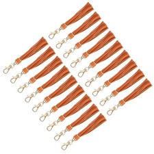18pcs PU Leather Tassels 5.9" Keychain Charm Lobster Swivel for Craft Orange