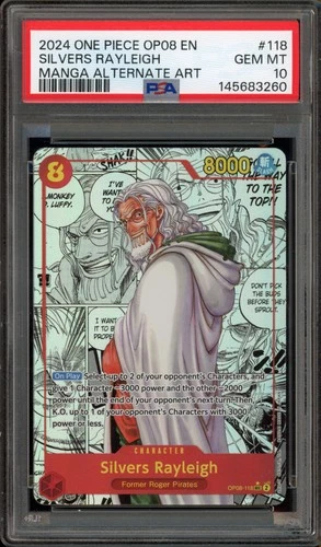 One Piece CCG Silvers Rayleigh Manga Alternate Art OP08-118 PSA 10 Gem Mint