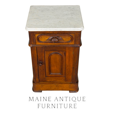 Antique Victorian Marble Top Half Commode Nightstand   Original Finish #22618