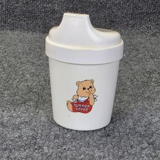 Vintage Tommee Tippee Sippy Cup 1987 Playskool Baby Inc White 6 Oz Teddy Bear