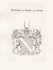 1830 Pelden-Cloudt Claudt Wappen coat of arms Kupferstich engraving Heraldik