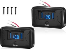 72W 3 Ports 12V RV USB Outlet with LED Voltmeter, 2PCS Dual QC3.0 72W 2P