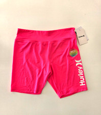 Hurley Girls Size XL H2O-Dri Beach Active Bike Shorts Hyper Pink Elastic Waist