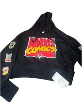 Black Marvel Cropped Hoodie New With Tags size S