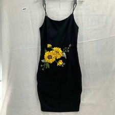Marc Women’s Sexy Elegant Black Dress Size S Handmade Ribbon Embroidered 