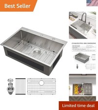 High-Quality 33 Inch Drop-In Kitchen Sink with Rounded Corners  Drain Assembly