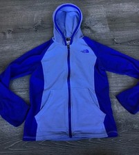 The North Face Jacket Girls Medium 10/12 Blue Purple Zip Fleece Embroidered