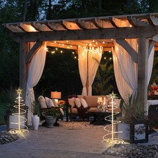 2' FT Christmas LED Spiral Tree Light Warm White Xmas Holiday New Year Battery