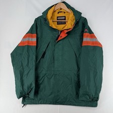 Vintage Abercrombie Performance Mens Green Striped Jacket Pullover 90s Y2K Sz M