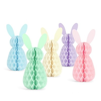 5Pcs Easter Hare Paper Honeycomb Ornament Ceiling Hanging Decoration for Wall