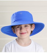 Coolibar Kid's Youth Surfs Up Bucket Blue Hat S / M Outdoor Wear Cap UPF 50 