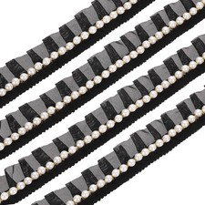 Pleated Lace Ruffle Trim Ribbon, 10 Yards 1.2 Inch Wide, Black