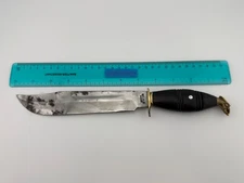 Vintage Gaucho Facon Knife Horn Handle Brass Horse-Head Pommel ~14" OAL Arg.