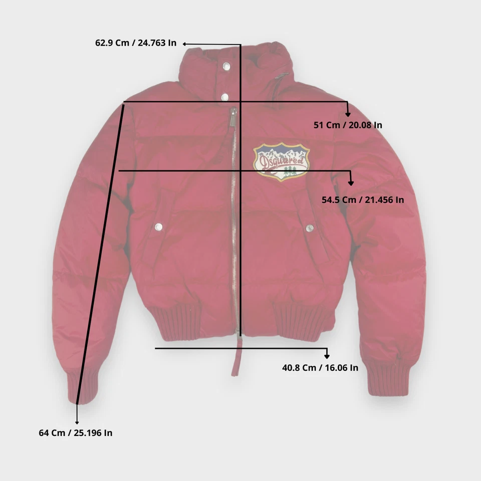 Chaqueta acolchada roja de plumón Dsquared2 para mujer talla 44 L abrigo bombardero con parche con logotipo con capucha Foto 2 de 4