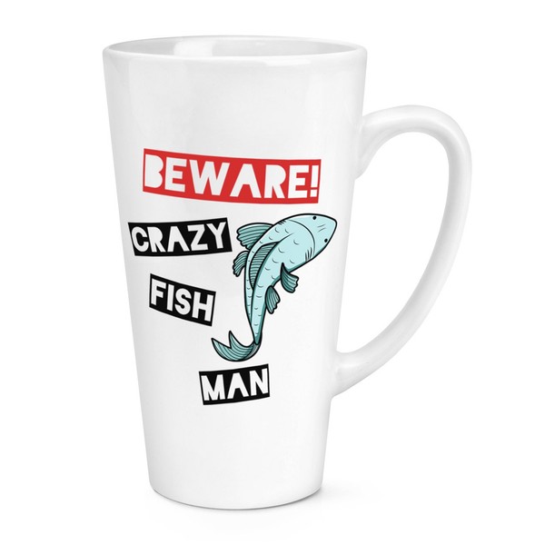 Beware VerrüCkte Fisch Mann 483Ml Groß Latte Becher Tasse - Lustig Tiere-image