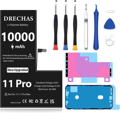 10000mAh Battery for iPhone 11 Pro 2025 Capacity 0 Cycle Li Polymer Replacement