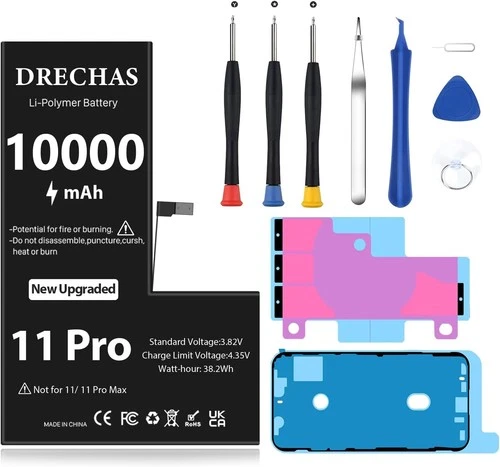 10000mAh Battery for iPhone 11 Pro 2025 Capacity 0 Cycle Li Polymer Replacement