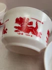 vintage Hazel Atlas milk glass- red SCOTTIES SCOTTYS bowels SOLD SETS OF 4
