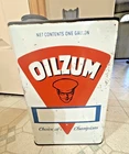 VINTAGE OILZUM OIL CAN METAL 1 GALLON CAN WHITE&BAGLEY WORCHESTER ,MASS USA