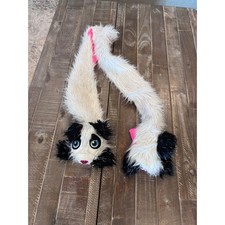 Y2K Justice Fuzzy Panda Faux Fur Scarf with Hand Warmer Pockets Pink Black White