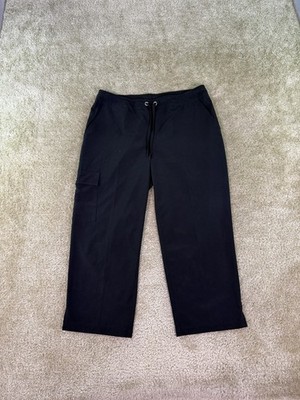 Chicos Weekends Pants Size 0.5 6 Black Stretch Tech Fabric Roll Cuff Cargo E667