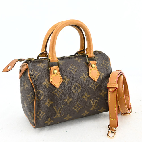 AUTH Louis Vuitton Monogram Nano Speedy M81085 Brown A-4240GS807