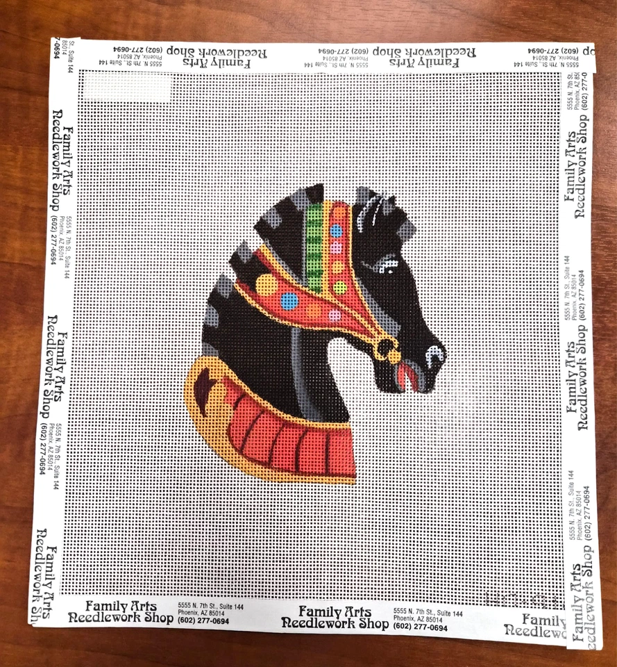Raymond Crawford 914 Hand Painted Needlepoint Carousel Horse Canvas & Kit 18Ct - Image 2 of 4