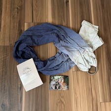 Nalakai Natural Baby Ring Sling Carrier Blue Ombr  Bamboo Linen Wrap