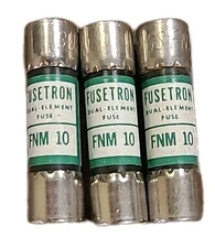 Fusetron FNM-10 Amp Fuses 250 Volts  Set of 3 Fuses New