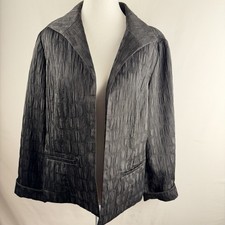 Chicos Black Textured Open Jacket Party Festive Party Cocktail Minimal Sz 1/S