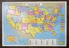 Milton Bradley Map of the United States Puzzle 1993 World Map Reverse Complete 