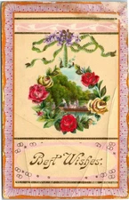 Embossed Floral “Best Wishes” Divided Back Postcard Germany