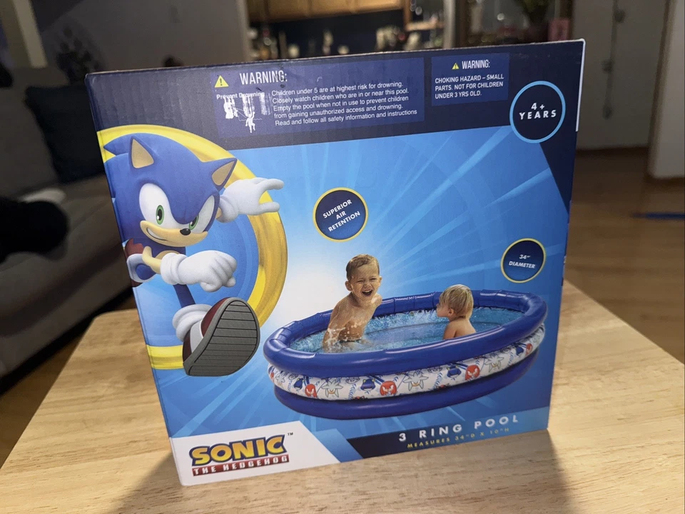 Sonic The Hedgehog 3 Ring Pool 34” D X  10” H New In Box Free Shipping - Image 2 of 4
