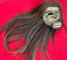 Mexican Folk Art Ceremonial Otherworldly Leather Scorpion Tastoane Mask Tonala