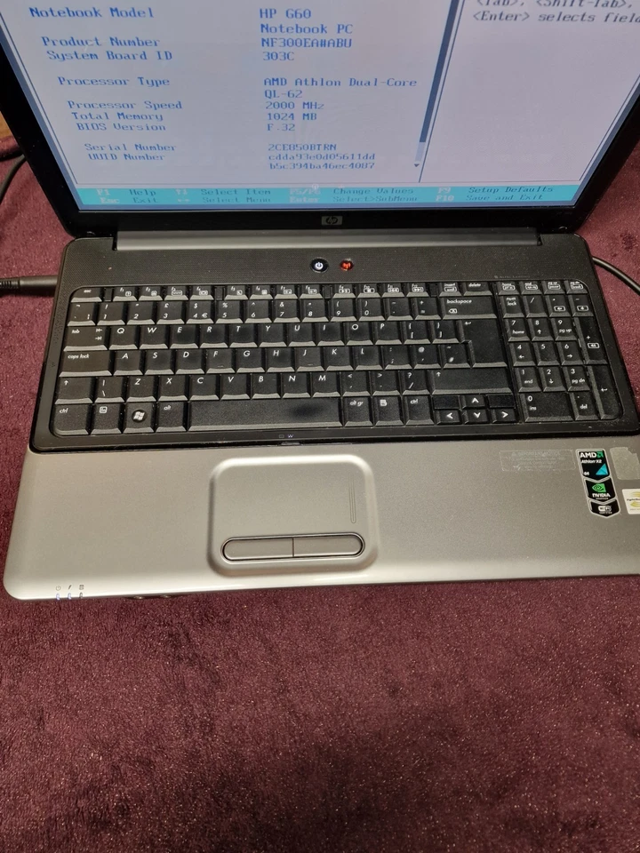 HP G60 214EM Laptop AMD Athlon Dual Core 2GHz Nvidia Bios Tested Read Descriptio - Image 3 of 4