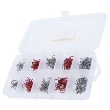 Black/Red High Carbon Steel Fishing Triple Hooks Set Treble Hooks Fish GEV