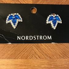 Stunning Vintage Bluette France Prong Set Blue  Clear Rhinestone Shoe Clips