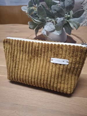 Kosmetiktasche Kulturbeutel Krimskramstasche   Cordstoff Kurkuma gelb 