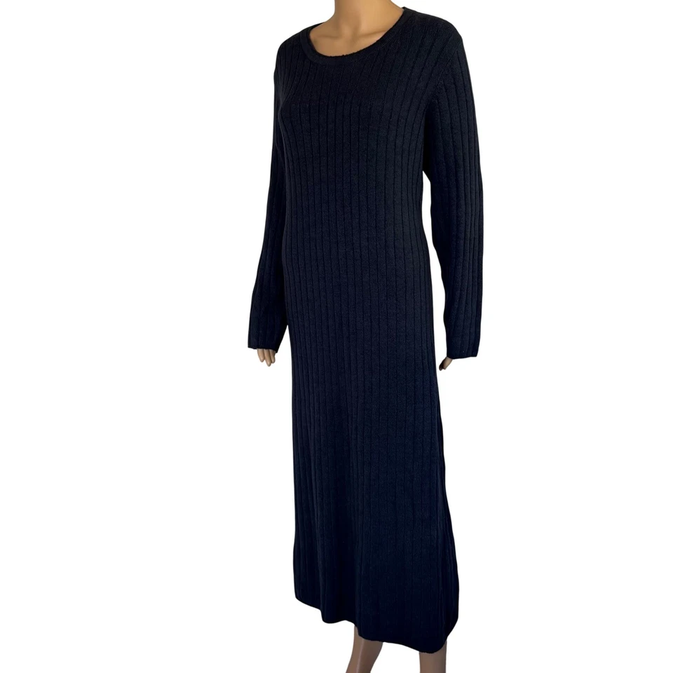 Old Navy Ribbed Knit Sweater Dress Long Sleeve Crew Neck Dark Blue Women Size 2X - Image 2 of 4