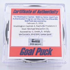NHL Gol Marcado Puck Michael McCarron Nashville Predators 5 de febrero de 2026 vs Caps