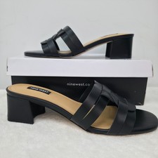 Nine West Women's Size 9.5 Gennie 3 Block Heel Dress Sandals Black